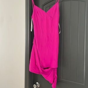 Super down pink dress! Super flattering and fitting!! Worn once to a wedding!